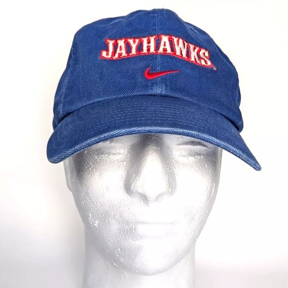 Vintage Y2K Kansas University Jayhawks Blue NIKE Hat Cap KU NCAA Team - Picture 1 of 7